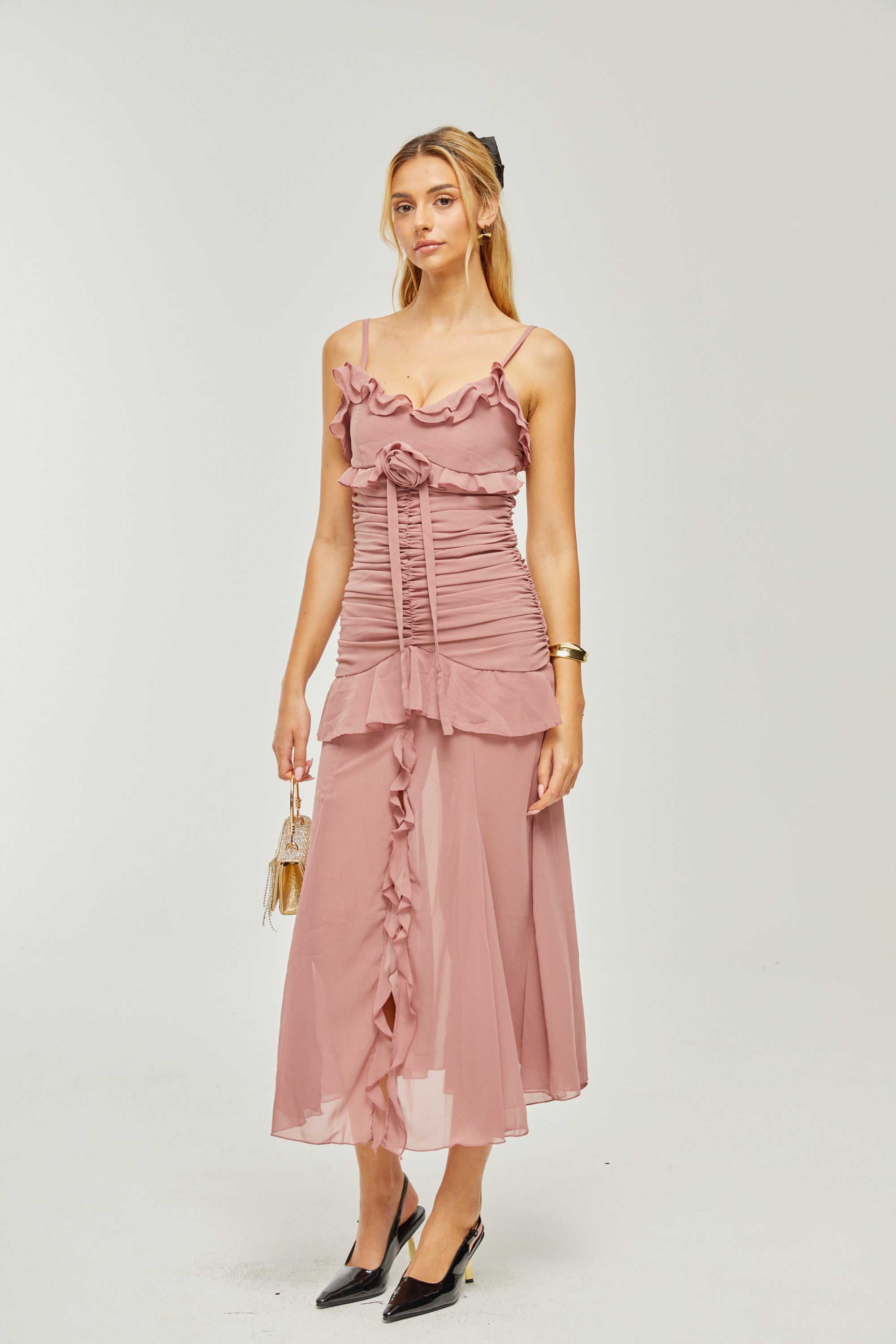 Geneviève pile maksi elbise