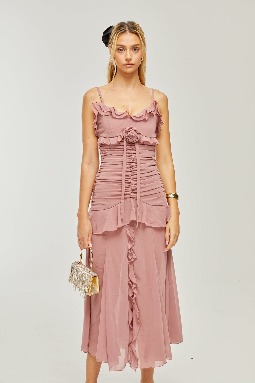 Geneviève pile maksi elbise