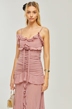 Geneviève pile maksi elbise