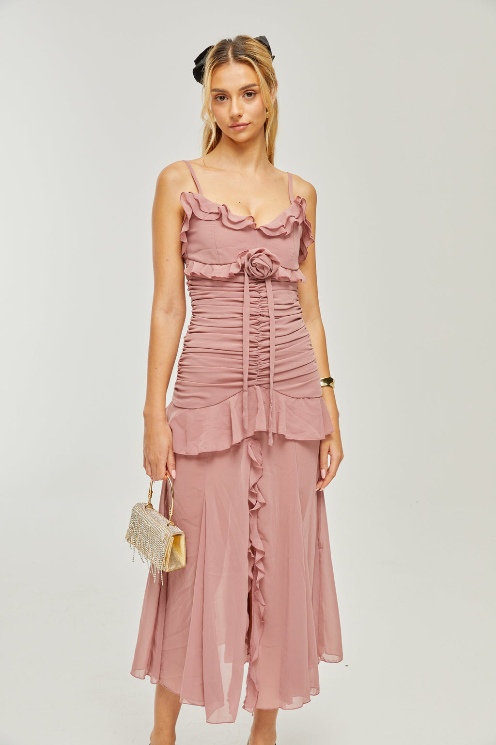 Geneviève pile maksi elbise