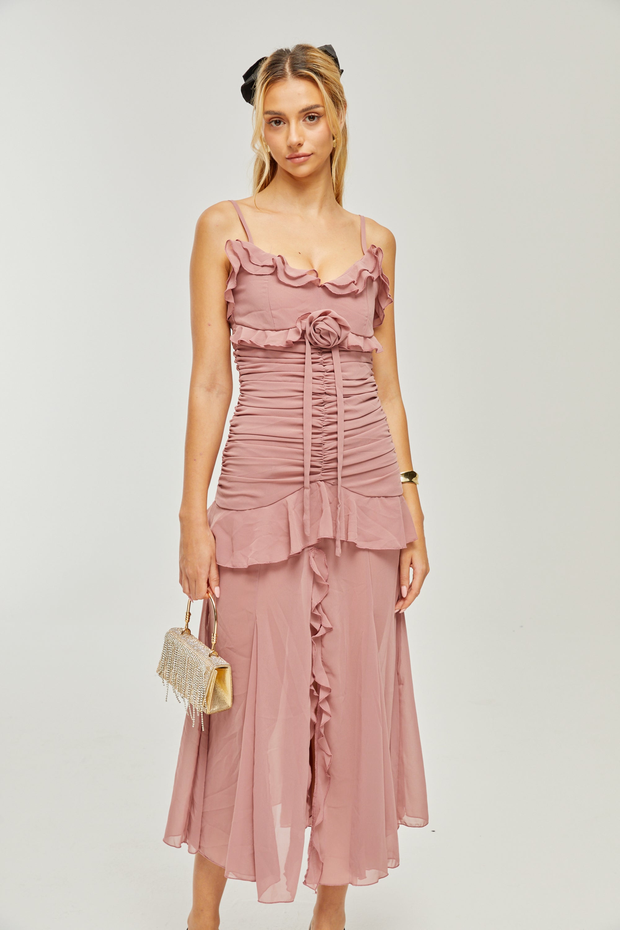 Geneviève pile maksi elbise