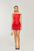 Sophie pileli mini elbise