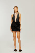 Flora tüy mini elbise