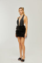 Flora tüy mini elbise