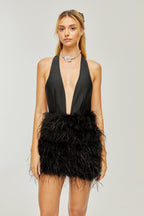 Flora tüy mini elbise