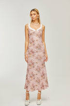 Karia çiçek midi elbise