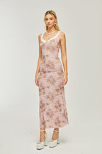 Karia çiçek midi elbise