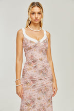 Karia çiçek midi elbise