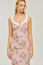 Karia çiçek midi elbise