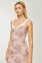 Karia çiçek midi elbise