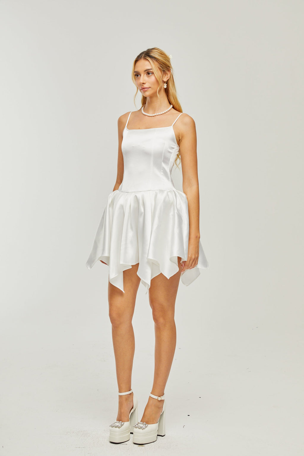 Lanetta saten mini elbise