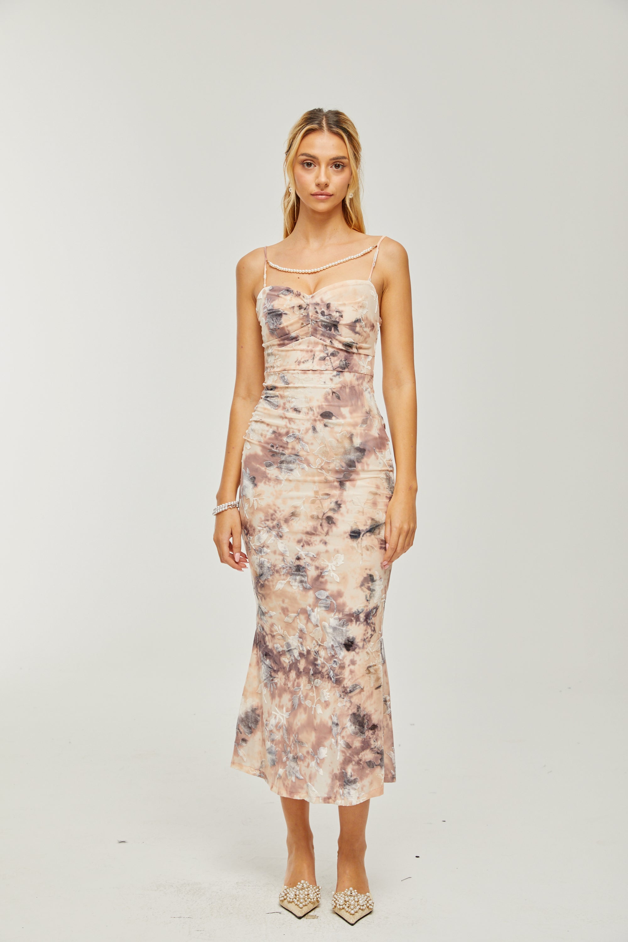 Victoire desenli midi elbise