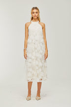 Céleste dantel midi elbise