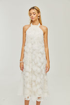 Céleste dantel midi elbise