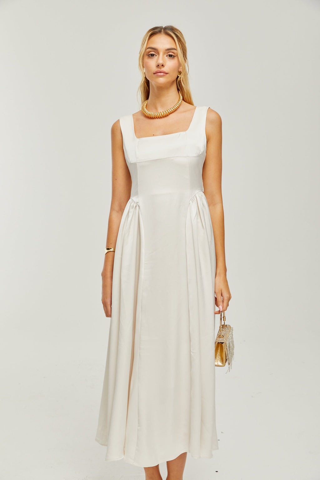 Océane pileli midi elbise