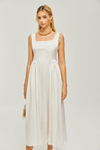 Océane pileli midi elbise