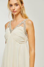 Roseline süslemeli mini elbise