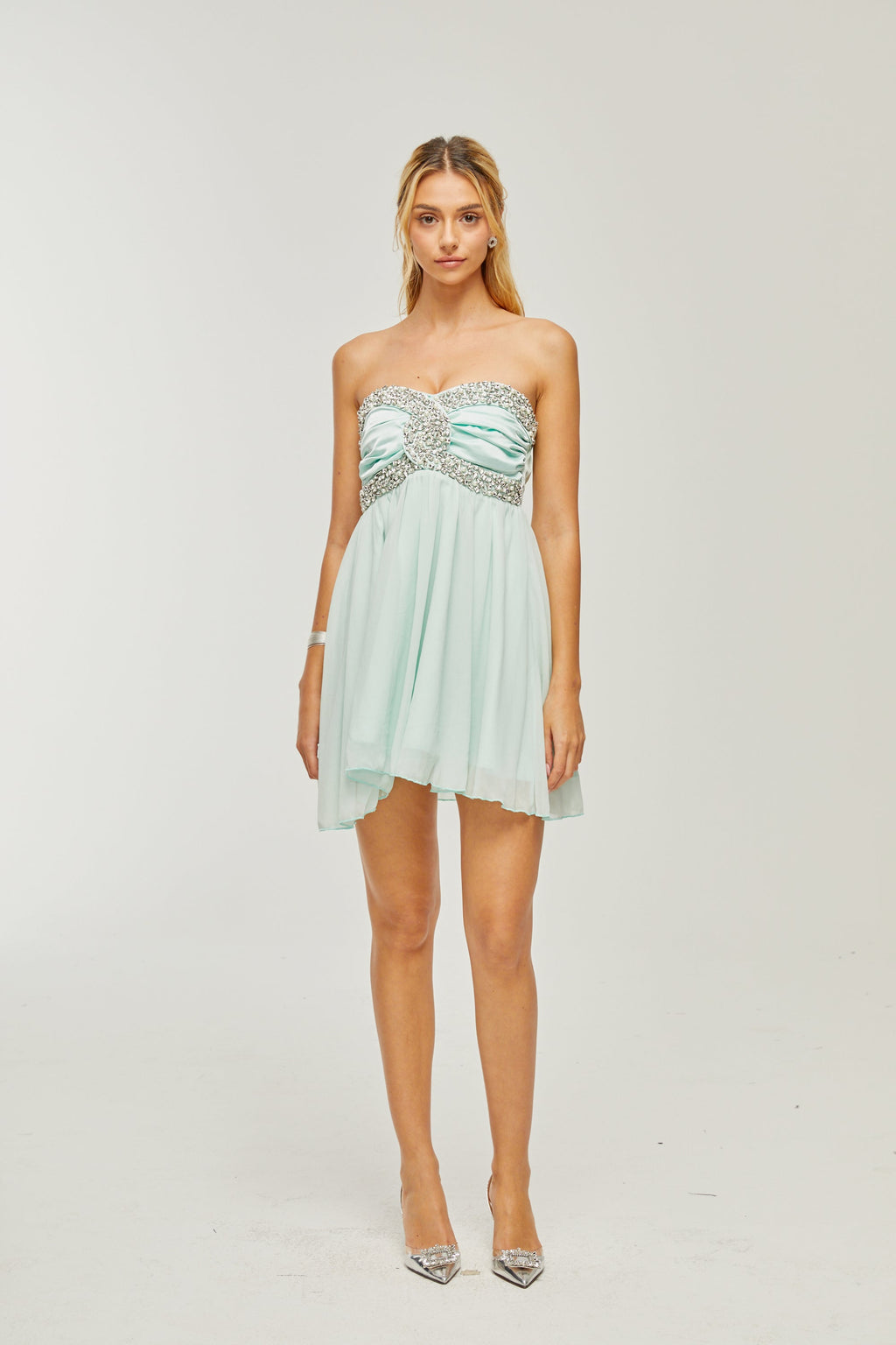 Priscil kristal mini elbise