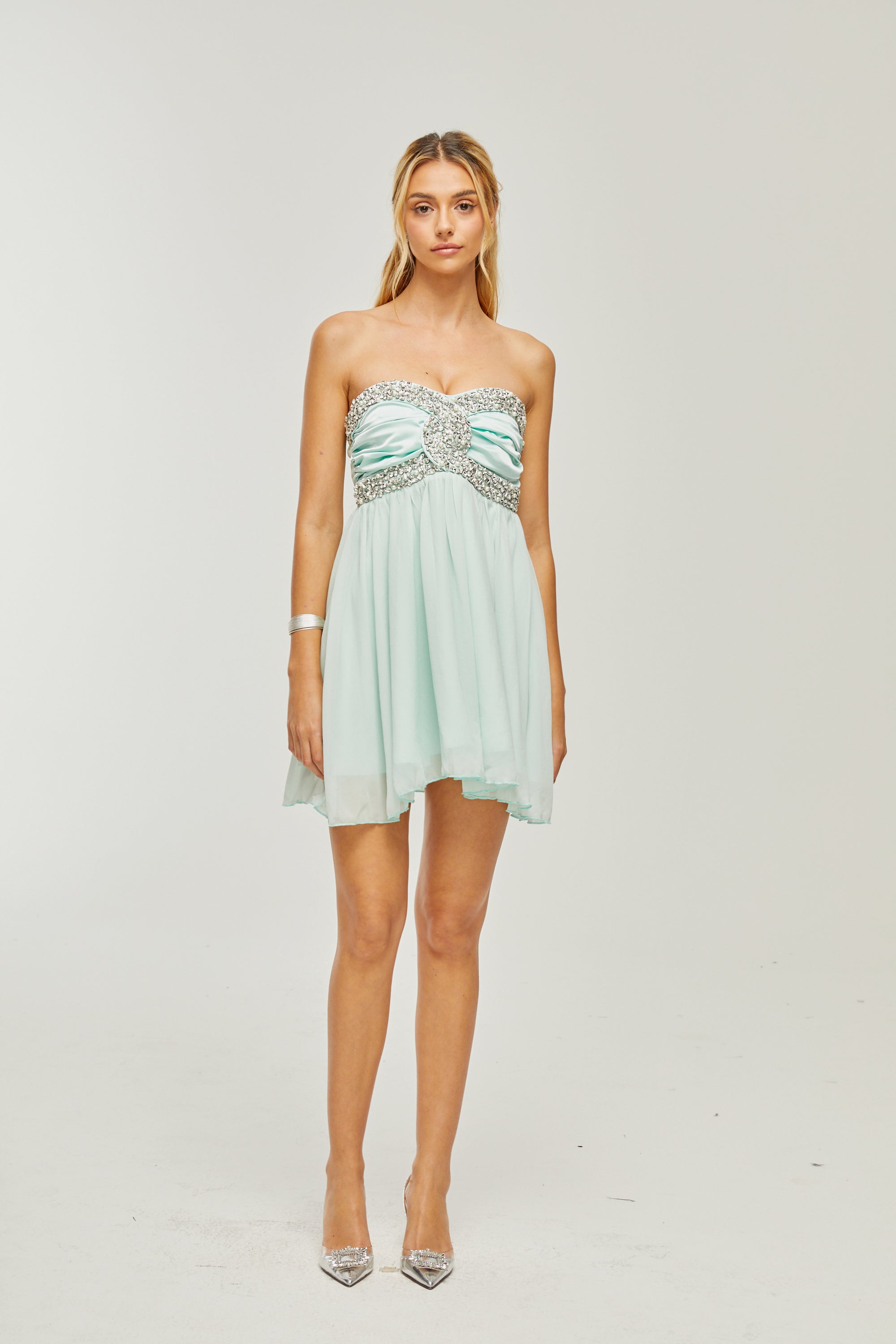 Priscil kristal mini elbise
