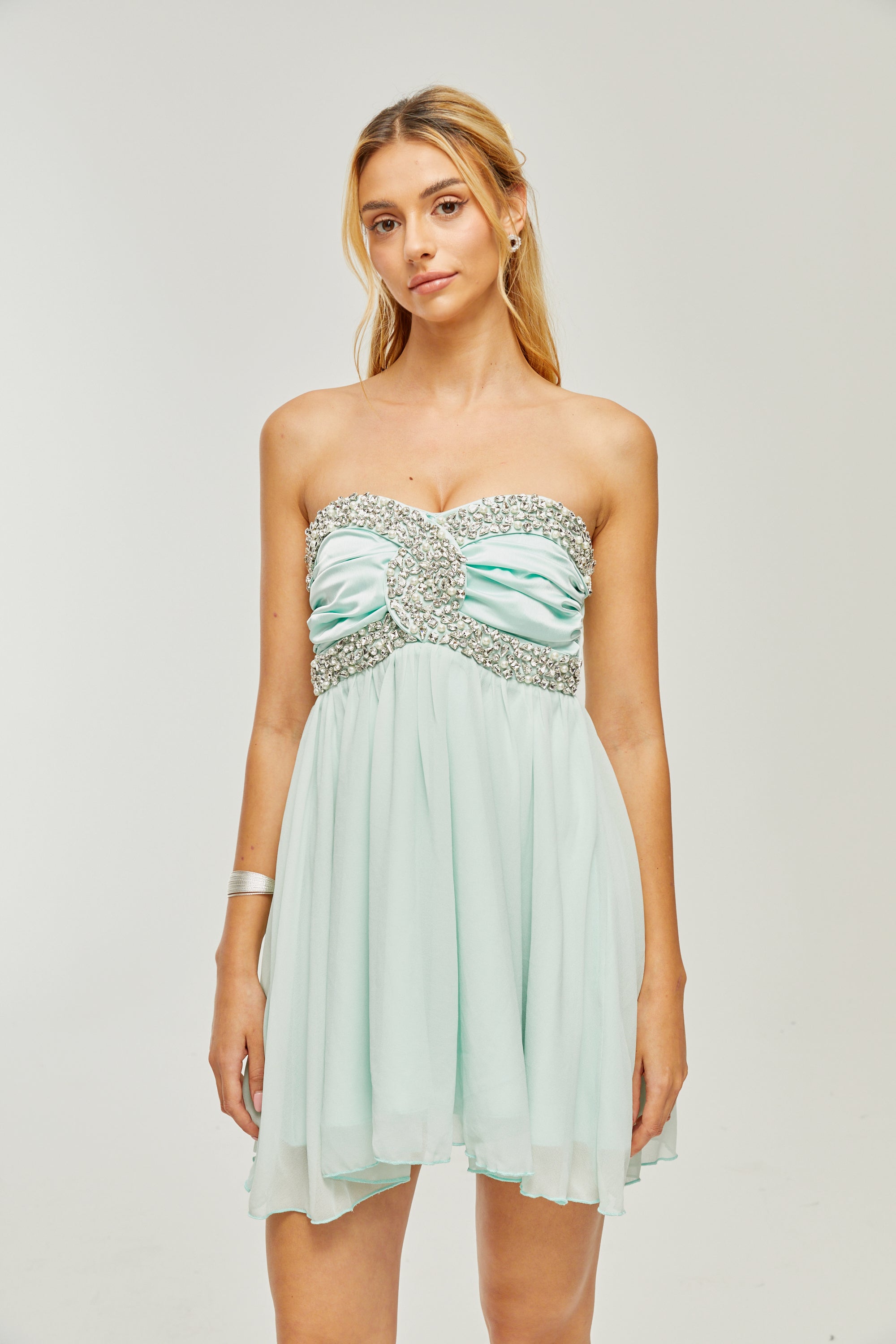 Priscil kristal mini elbise