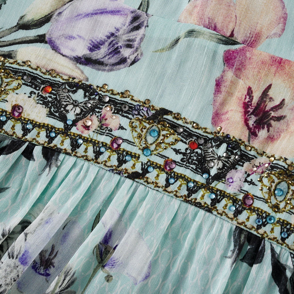 Kravat Omuz Midi Elbise