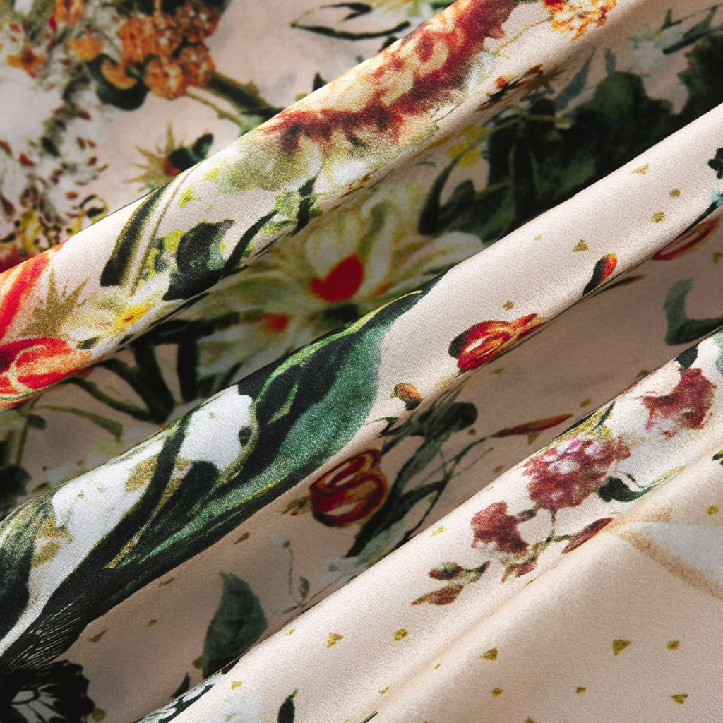 Süslü Çiçek Desenli Maksi Elbise