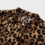 Geneviève leopar midi elbise