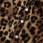 Geneviève leopar midi elbise