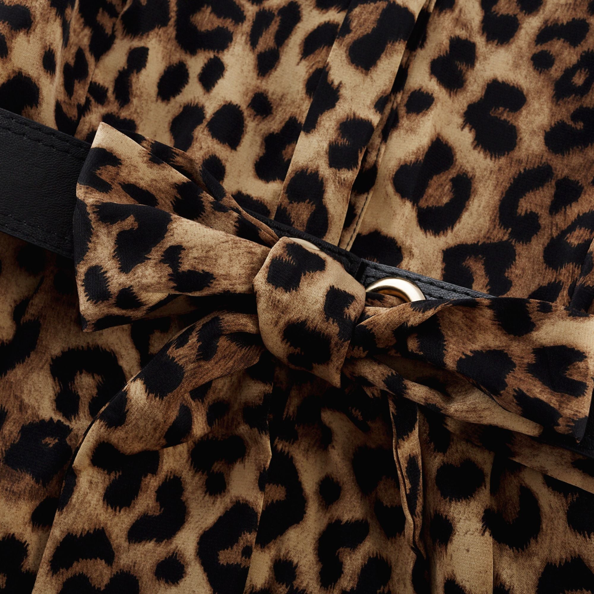 Geneviève leopar midi elbise