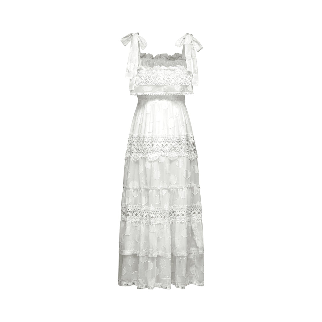 Roselinee dantel midi elbise