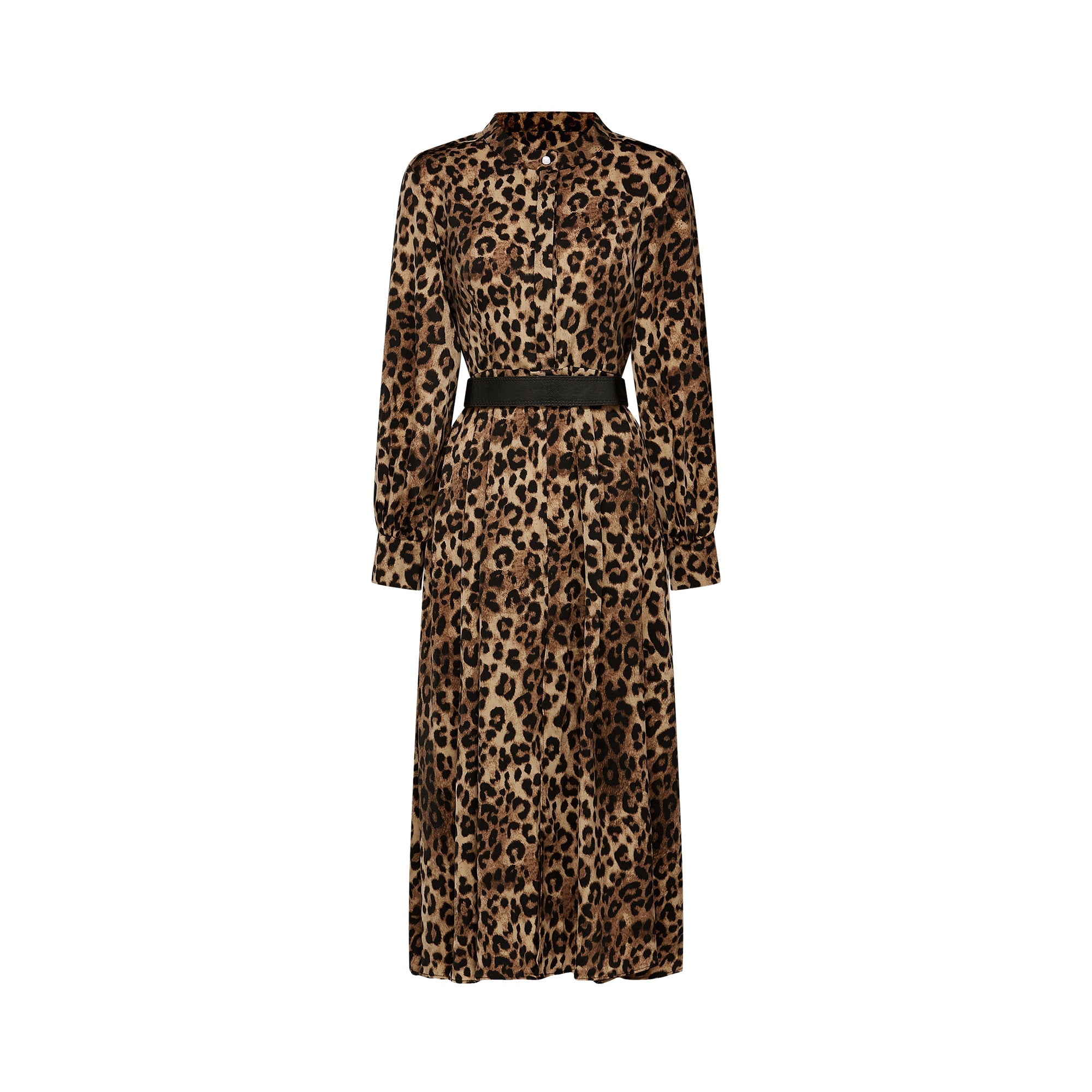 Geneviève leopar midi elbise
