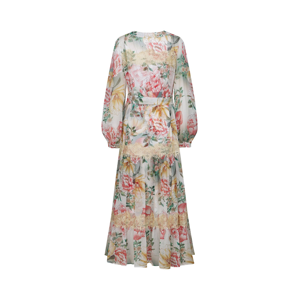 Zoë dantel desenli midi elbise