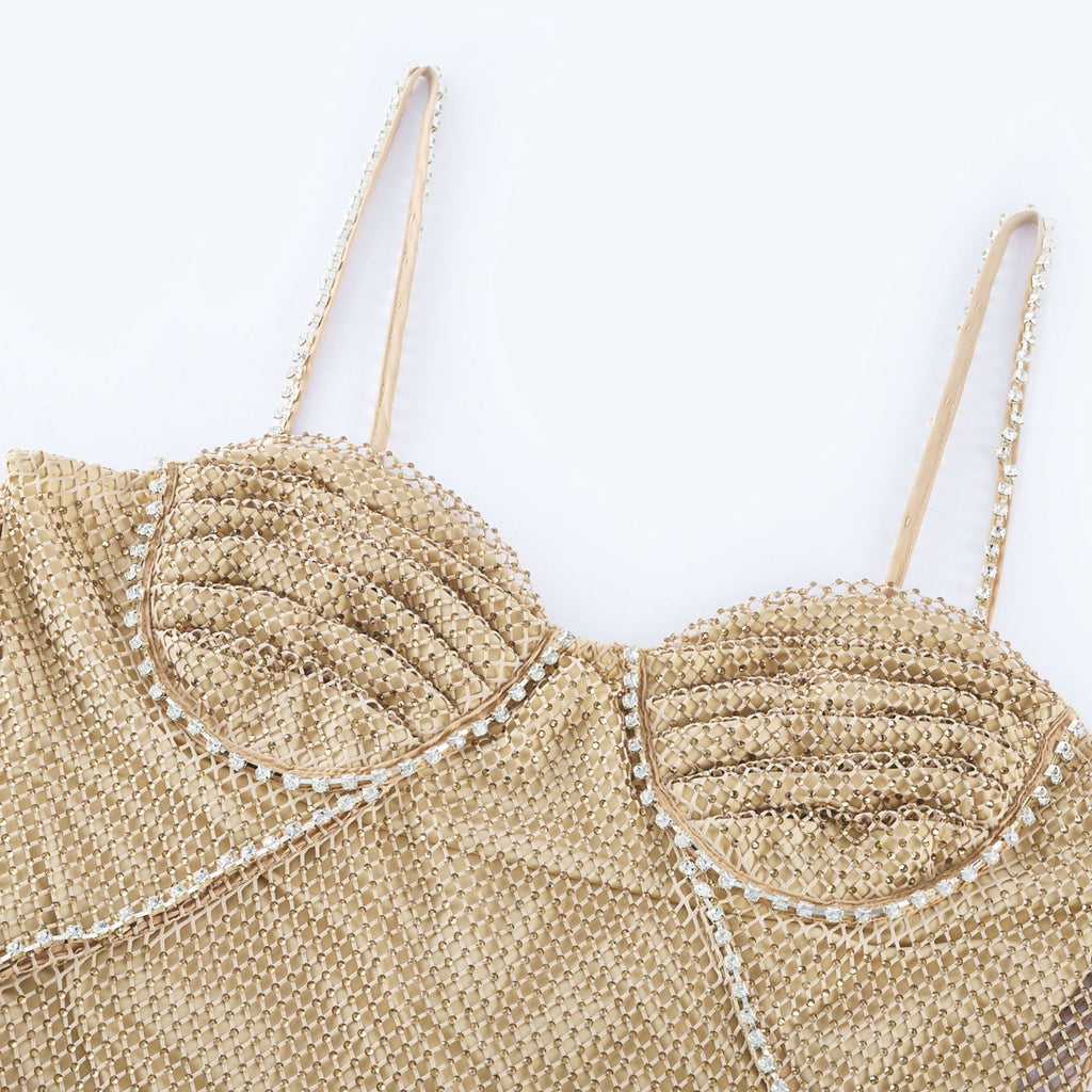 Delphine kristal midi elbise