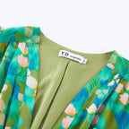 Perrine çiçek midi elbise