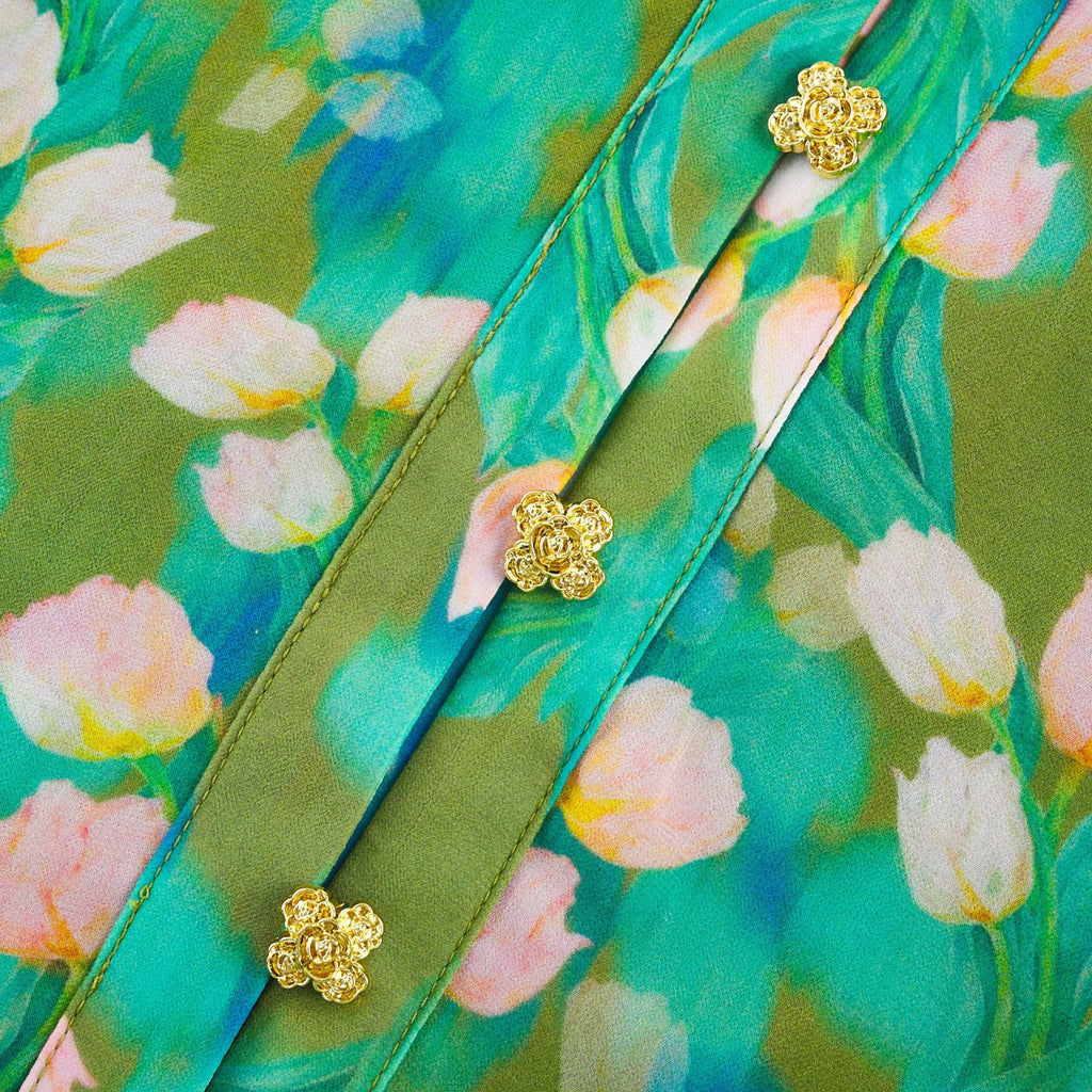 Perrine çiçek midi elbise