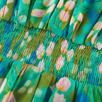 Perrine çiçek midi elbise