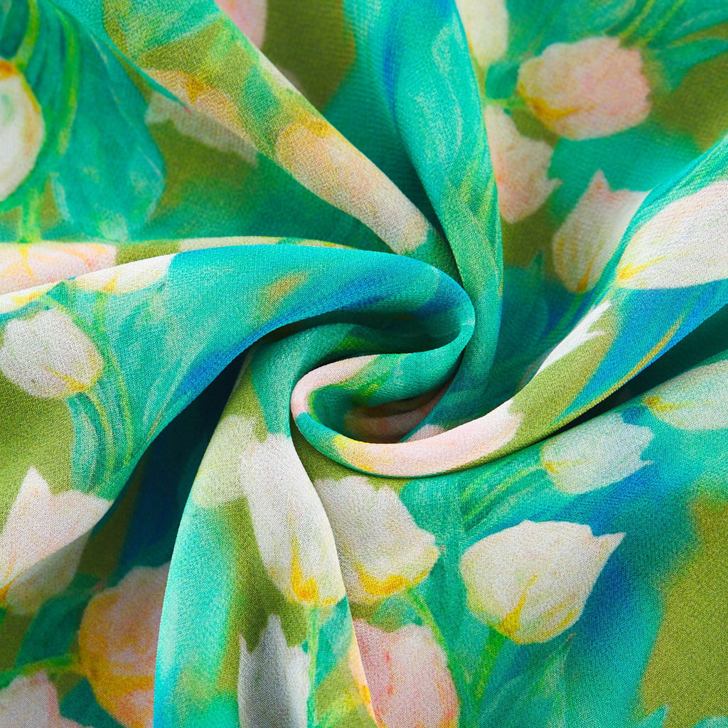 Perrine çiçek midi elbise