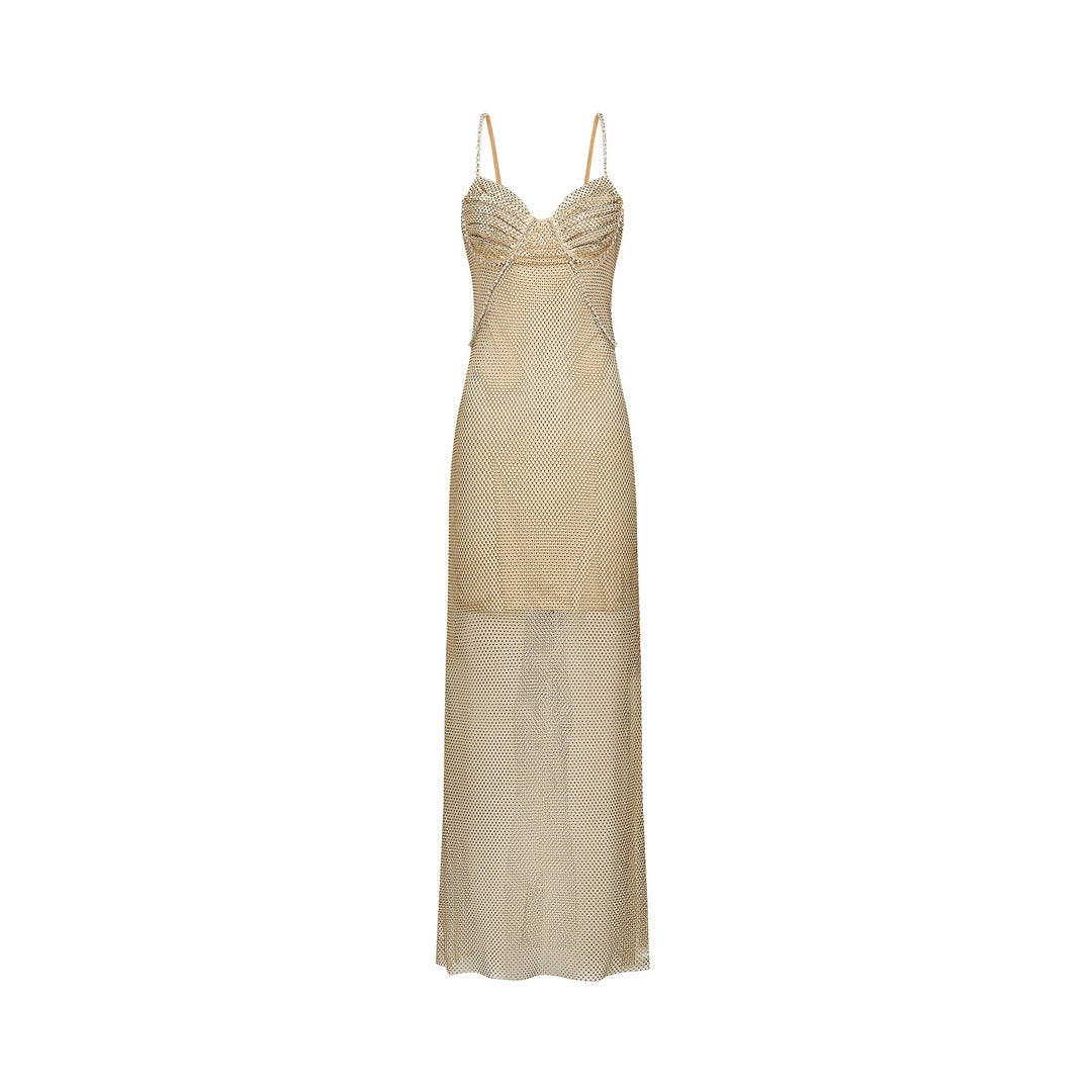 Delphine kristal midi elbise