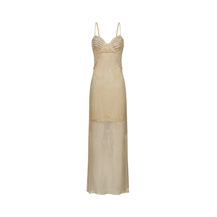 Delphine kristal midi elbise
