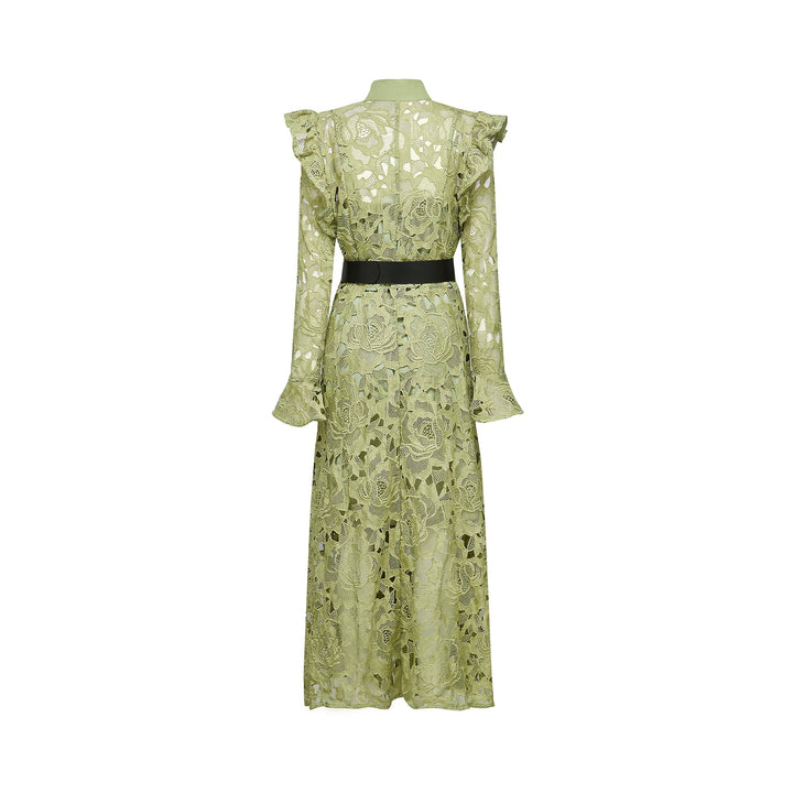 Noémie işlemeli midi elbise