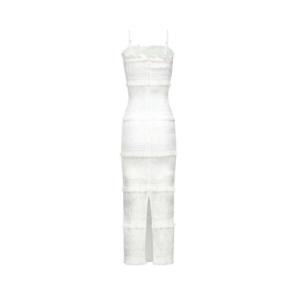 Gaëlle pile midi elbise