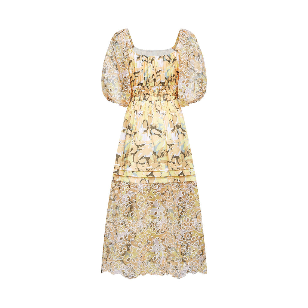 Clémence dekolte midi elbise