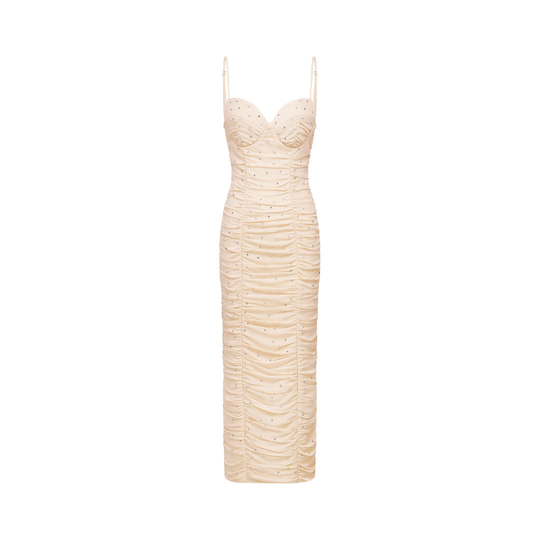 Priscille kristal midi elbise