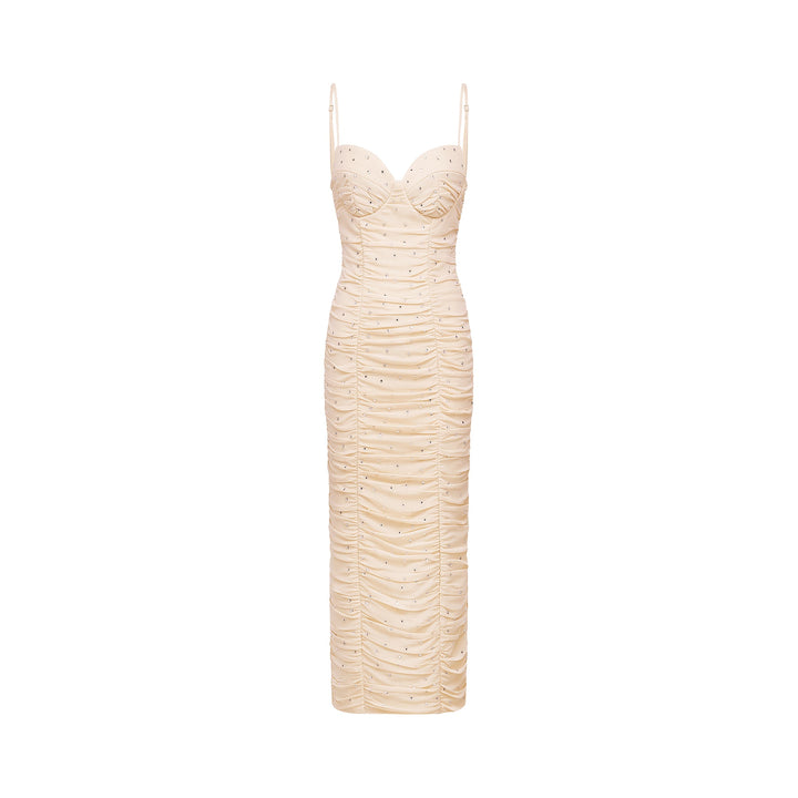 Priscille kristal midi elbise