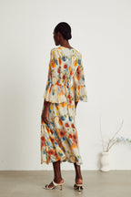 Gabriela çiçek midi elbise