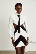 Violette dekolteli mini elbise