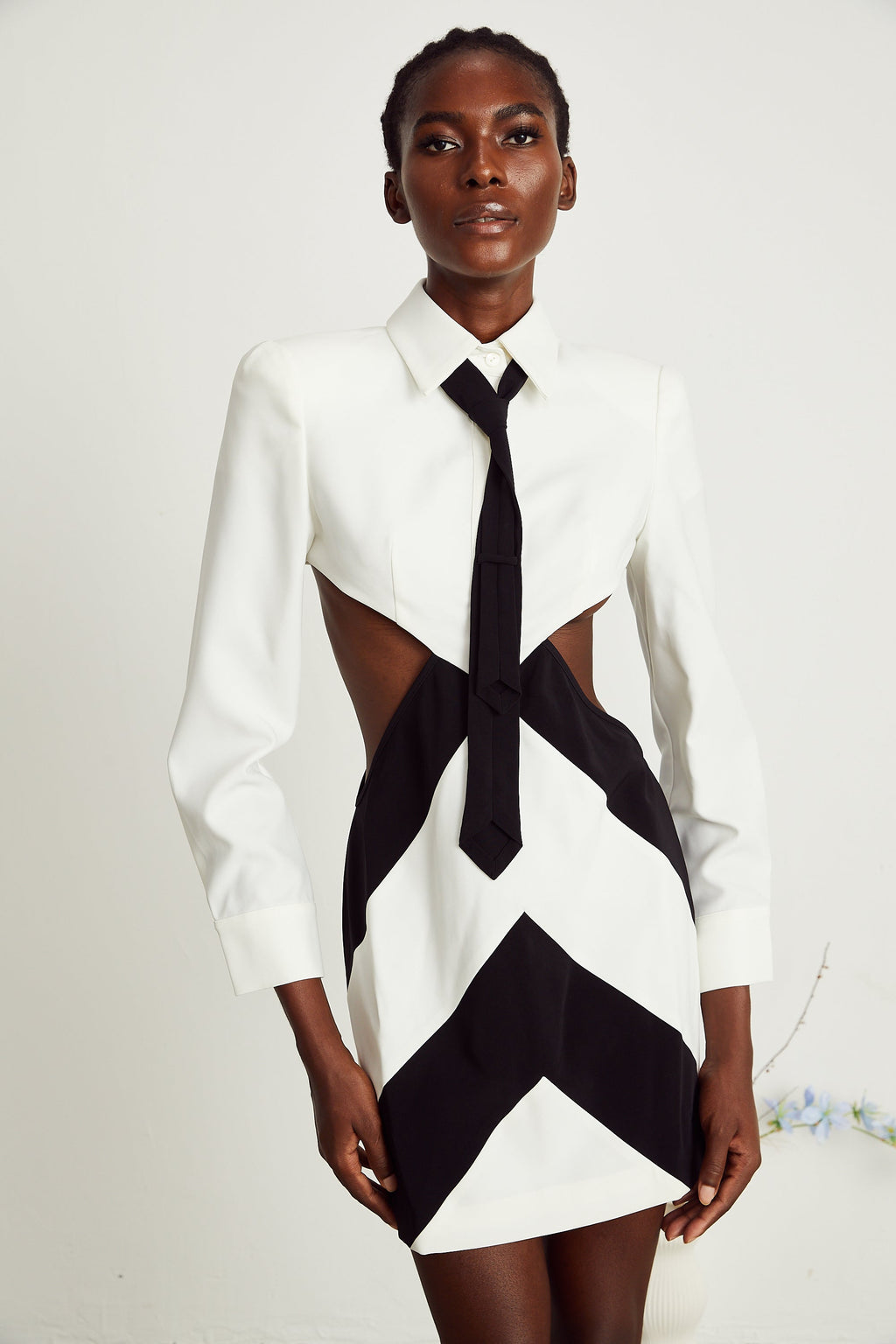 Violette dekolteli mini elbise