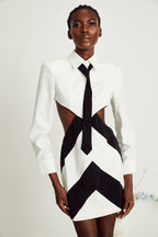 Violette dekolteli mini elbise