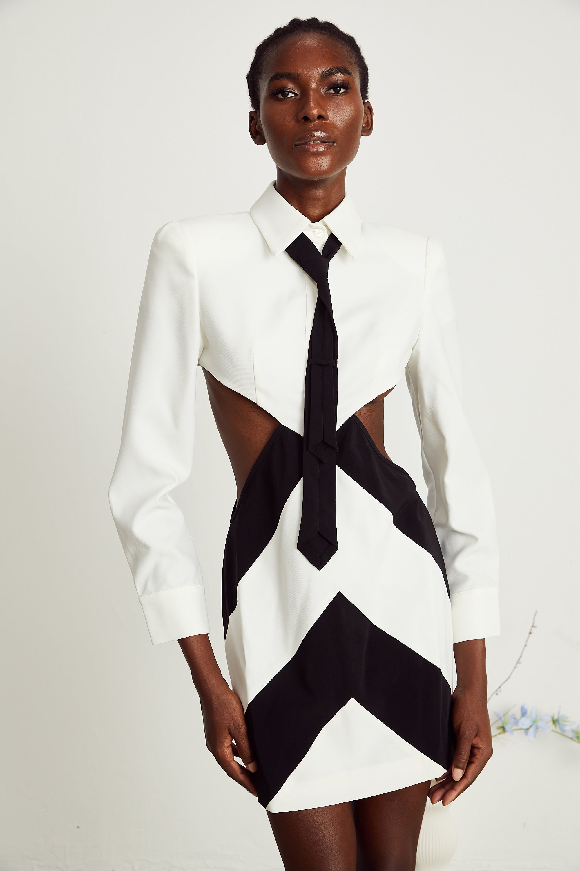 Violette dekolteli mini elbise