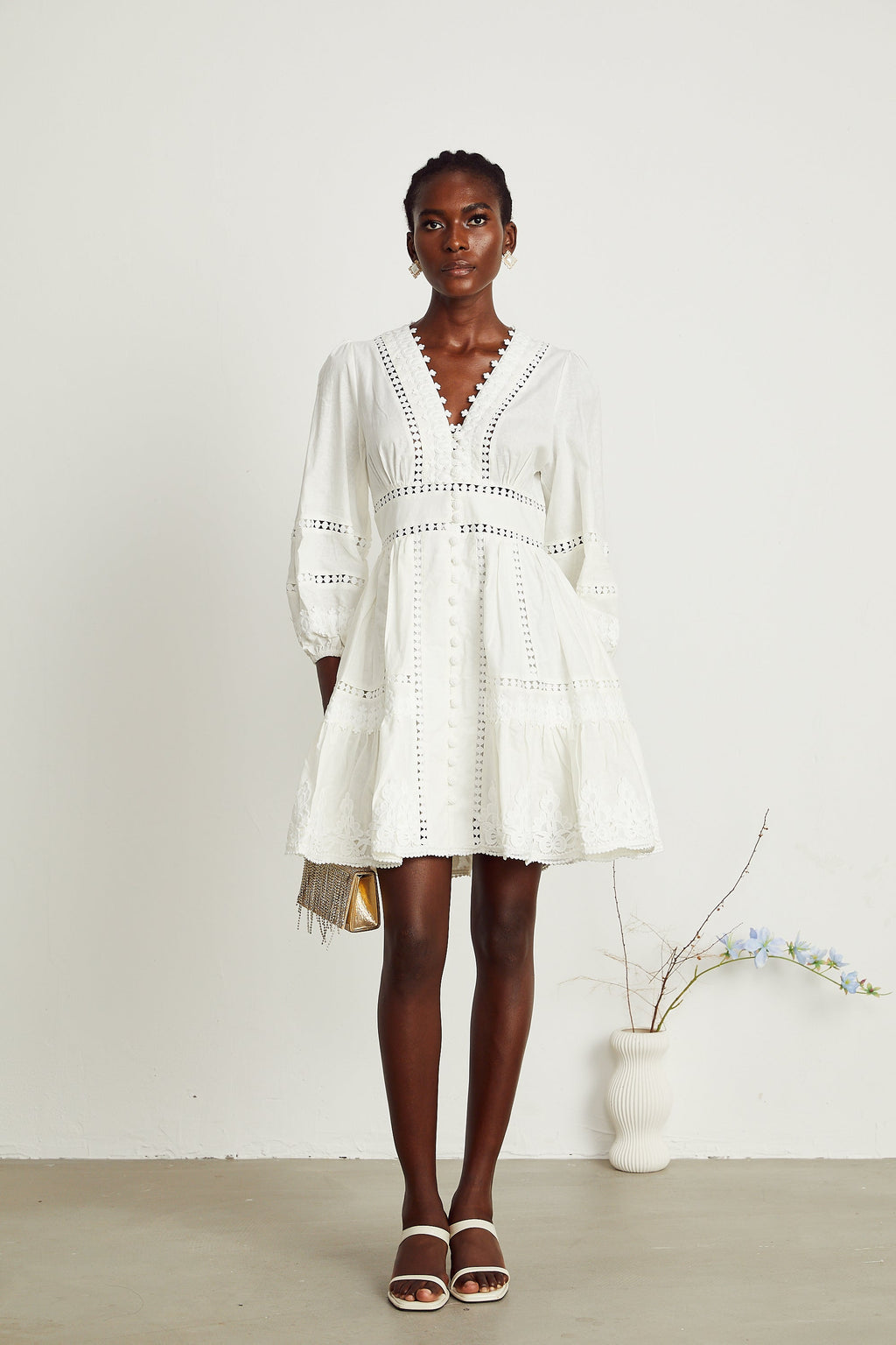 Sadie dantel mini elbise